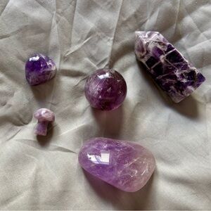 Amethyst Crystal Set – Tower, Sphere, Palm Stone + Mushroom Bundle